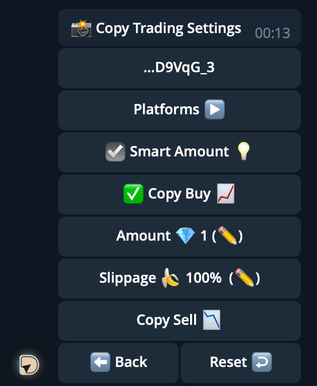 Copytrade Settings