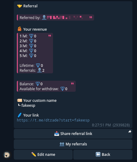 Referral Menu